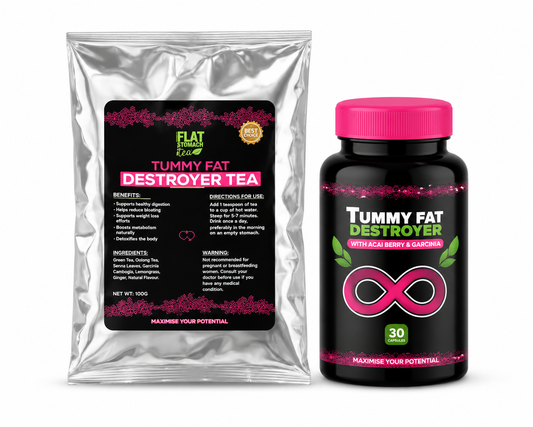 Tummy Fat Destroyer 30-Capsules & Tummy Destroyer Tea Sachet ti